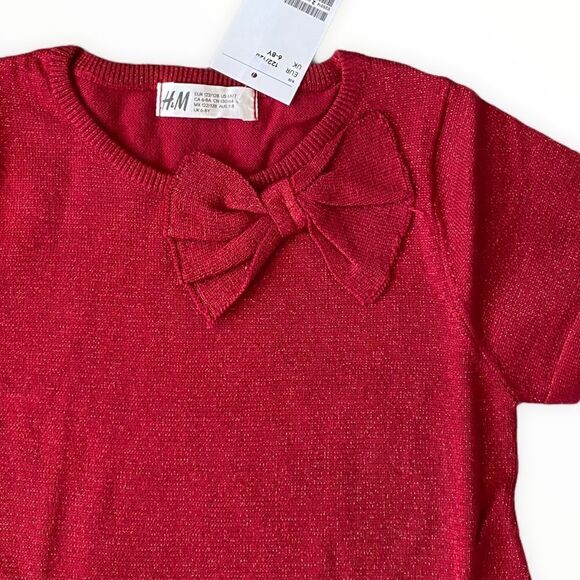 H&M Kids | Red | Glittery Knit Dress - Picture 5 of 6
